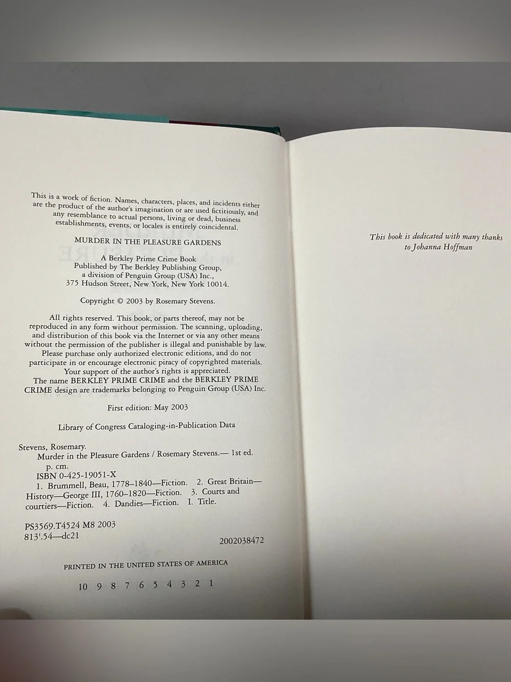 🟢 Vintage - Murder in the Pleasure Gardens by Rosemary Stevens - Hardback